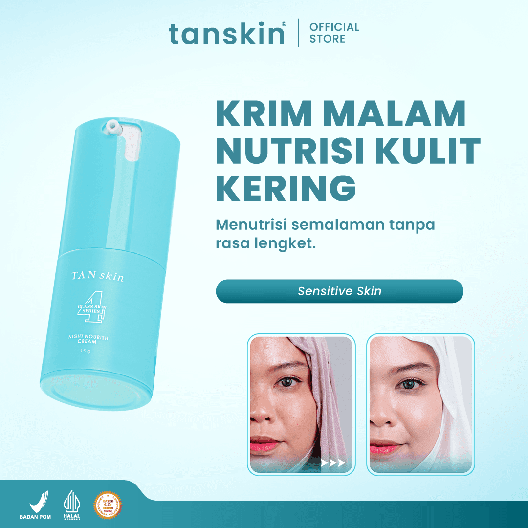 Tanskin Sensitive Skin Night Moisturizer Cream Krim Malam 15g Acne Jerawat Kulit Sensitif Skin Barrier