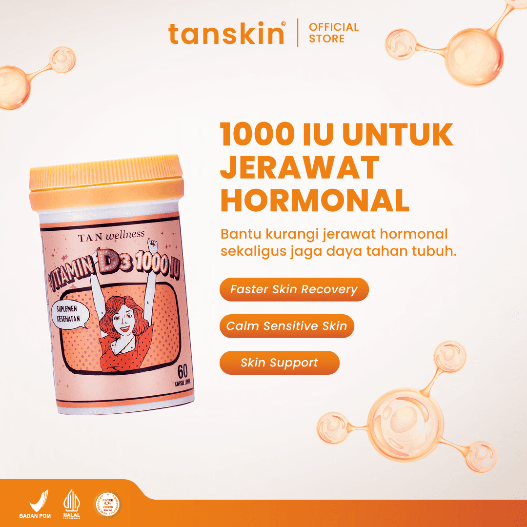 Tanskin Vitamin D3 1000IU 60 Kapsul / Suplemen Kulit / Suplemen Kalsium Tulang Dewasa BPOM
