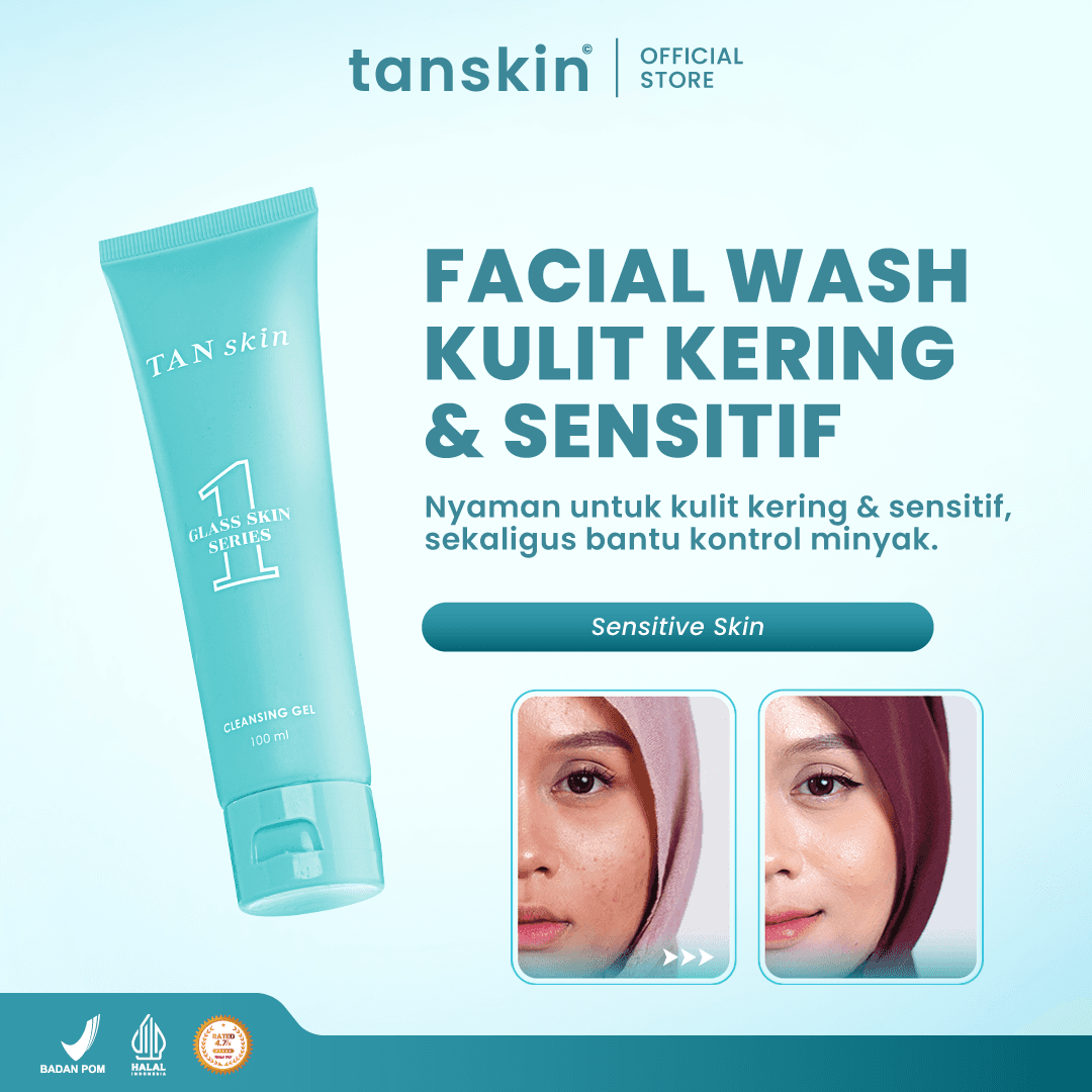 Tanskin Glass Skin Cleansing Gel Memperkuat Skin Barrier Kulit Sensitif Berjerawat Acne Face Wash Free Spons Cuci Muka