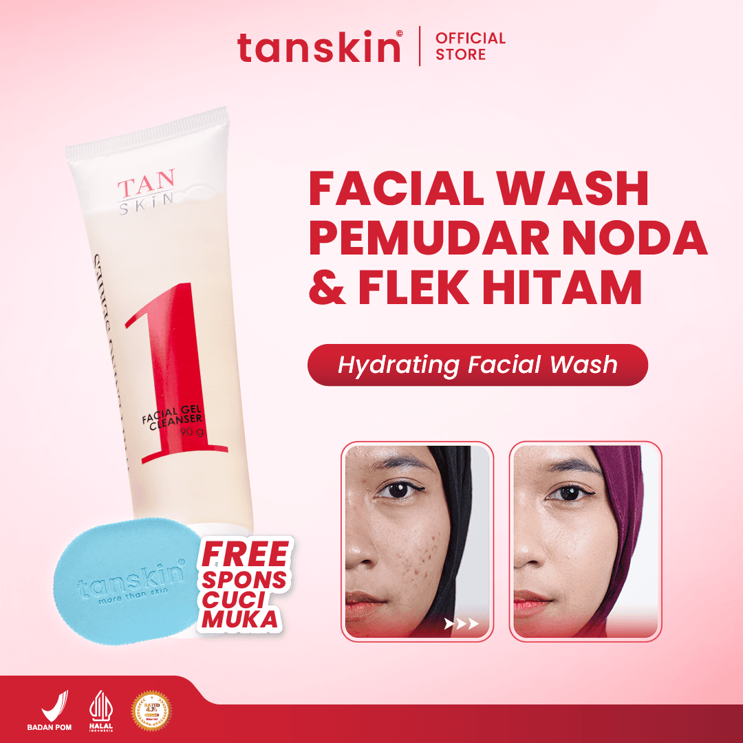 Tanskin Hydrating Facial Wash Sabun Cuci Muka Face Wash 90g Brightening Mencerahkan Oily Skin Bonus Spons