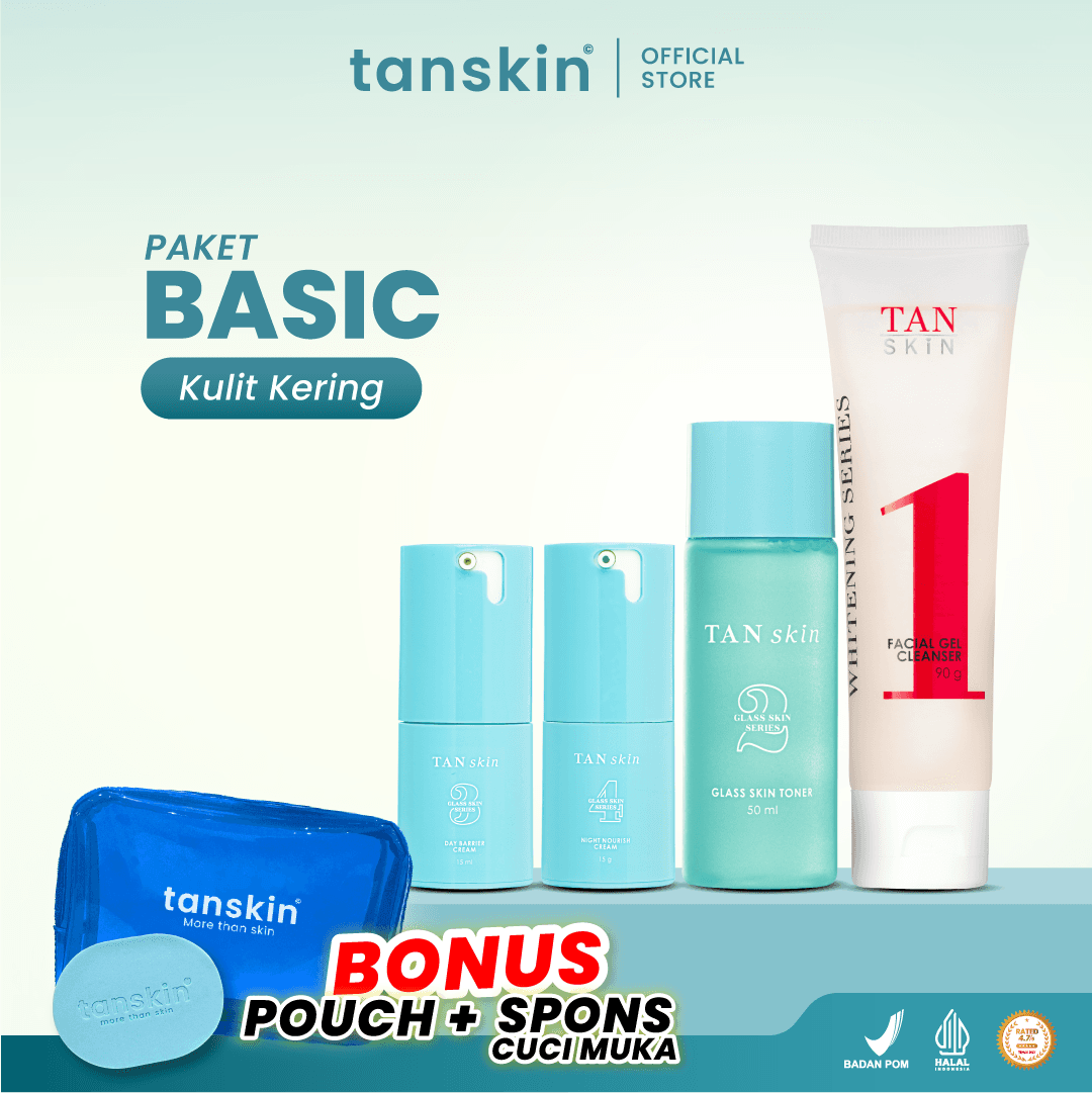 Tanskin Paket Kulit Kering - Pelembab Moisturizer Skin Barrier - BONUS SPONS CUCI MUKA - 1 Set Skincare Wajah Untuk Dry Skin