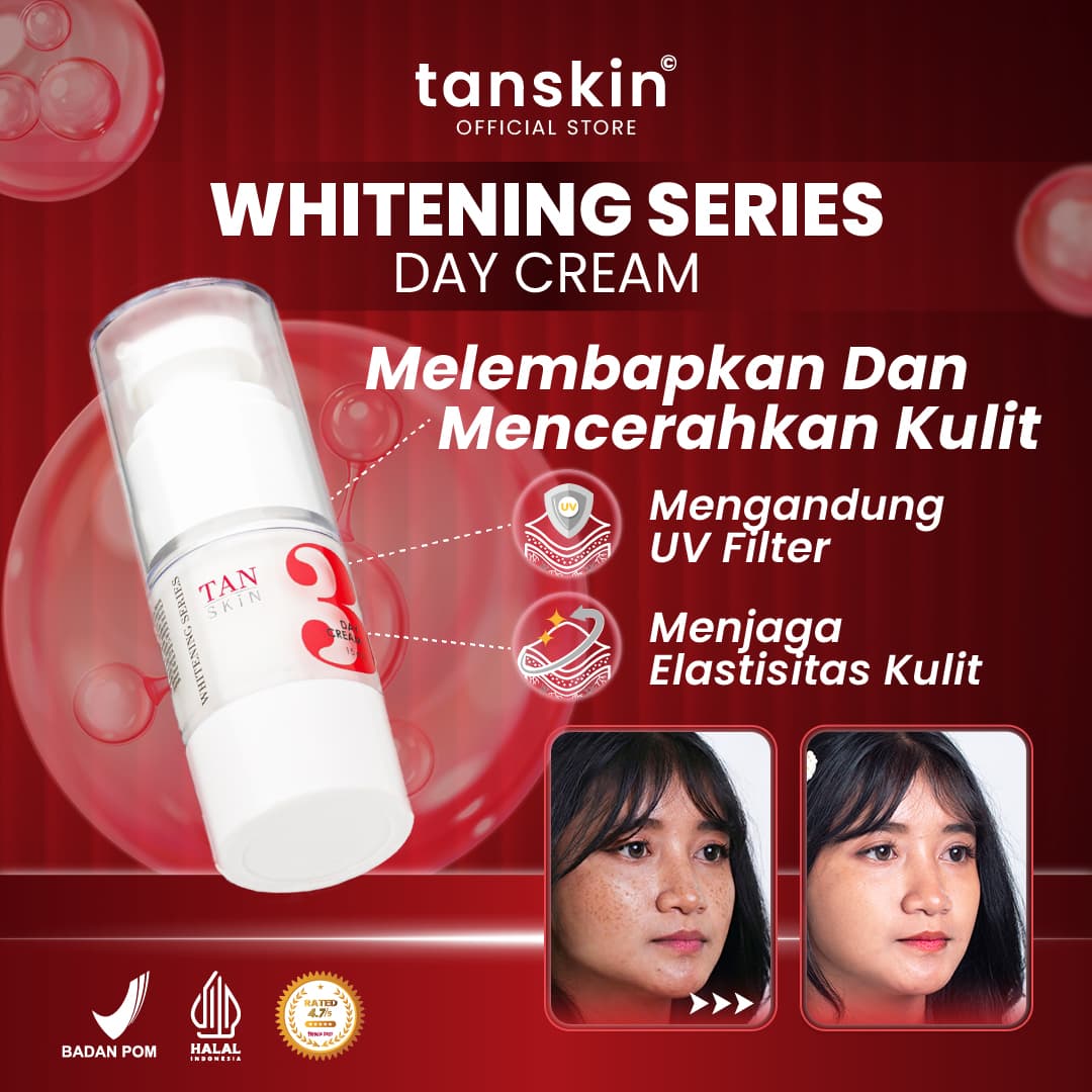 Tanskin Whitening Series Day Cream 15ml Mencerahkan / Menghilangkan Noda Hitam Krim Siang