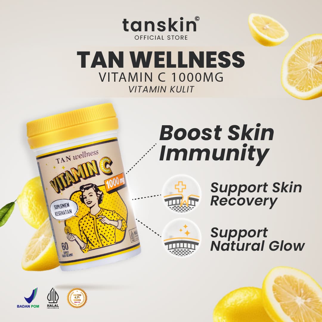 Tanskin Vitamin C 1000mg 60 Kapsul / Suplemen Kulit / Kesehatan Untuk Daya Tahan Tubuh BPOM